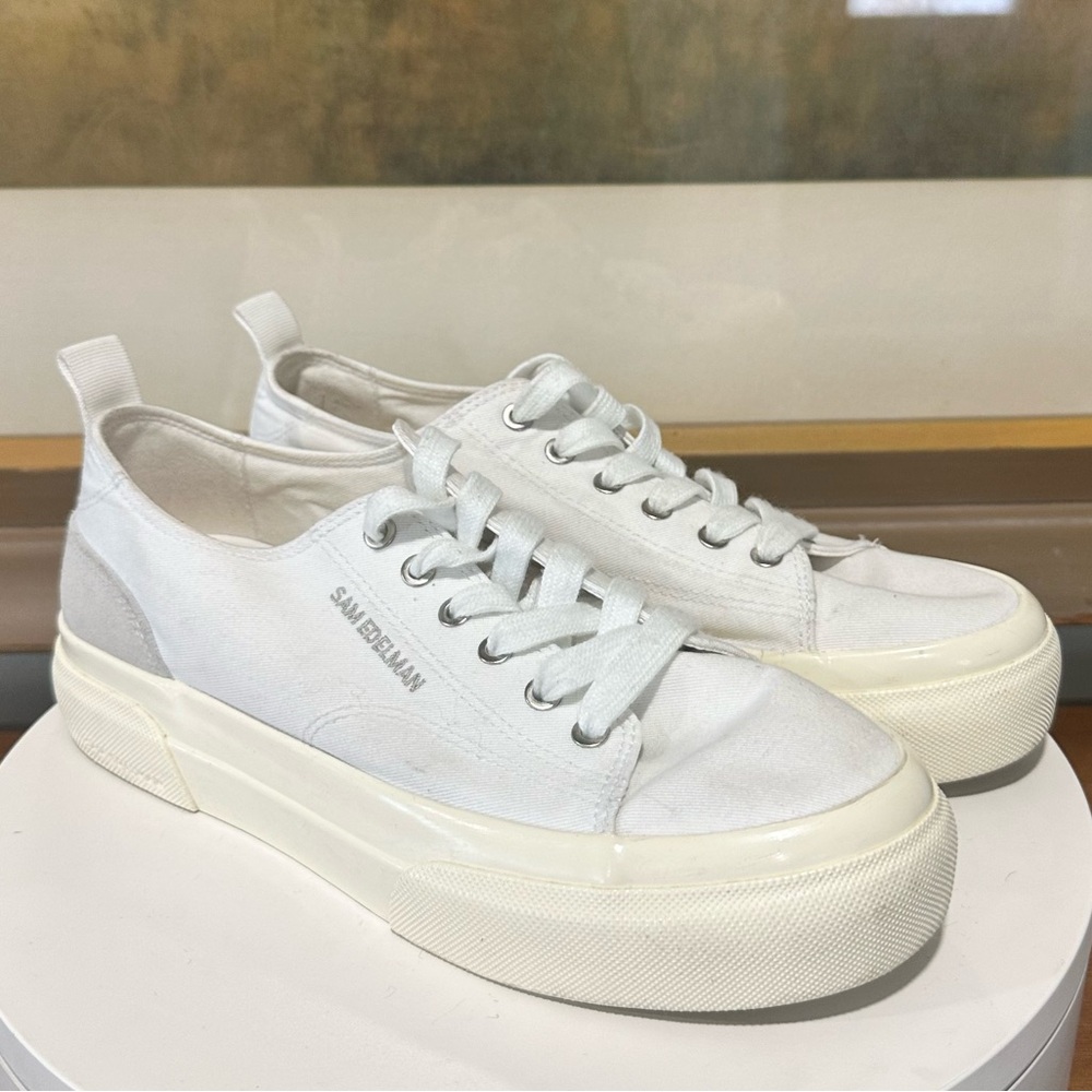 🌸SAM EDELMAN🌸 Sonia Platform Sneakers White Size: 7.5 - Picture 7 of 14